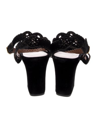 Tabitha Simmons Velvet Lasercut Accents Sandals