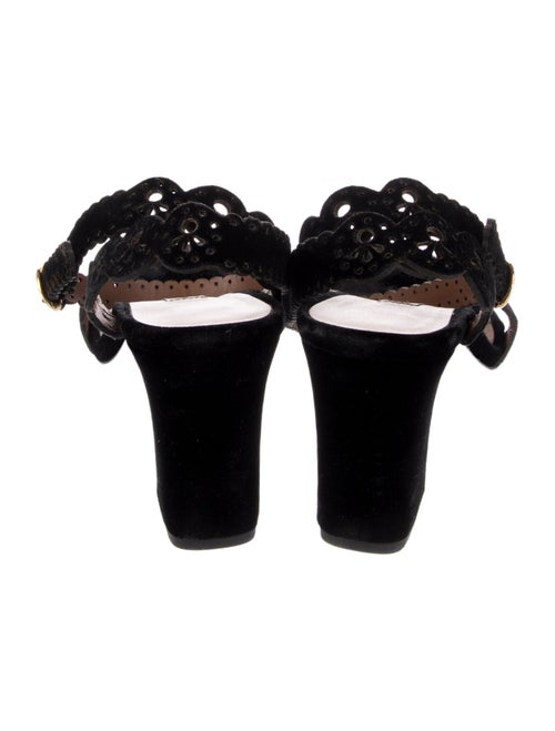 Tabitha Simmons Velvet Lasercut Accents Sandals