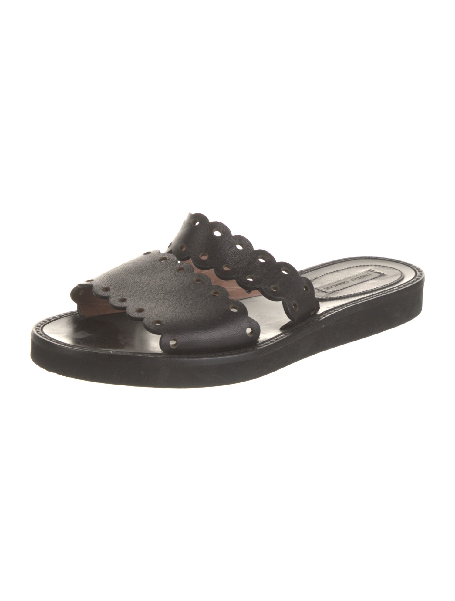 Tabitha Simmons Leather Scalloped Accent Flats