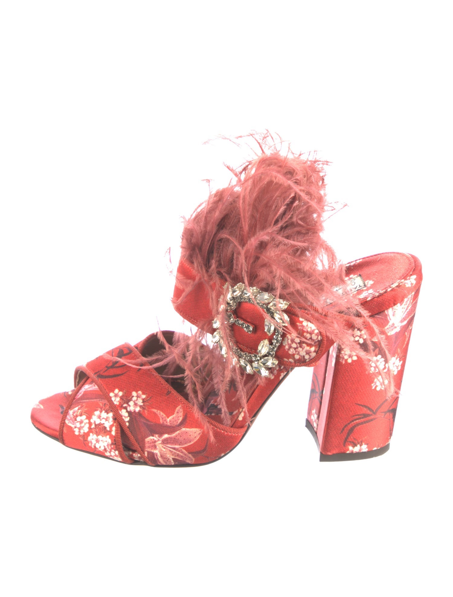 Tabitha Simmons Floral Print Crystal Embellishments Slides