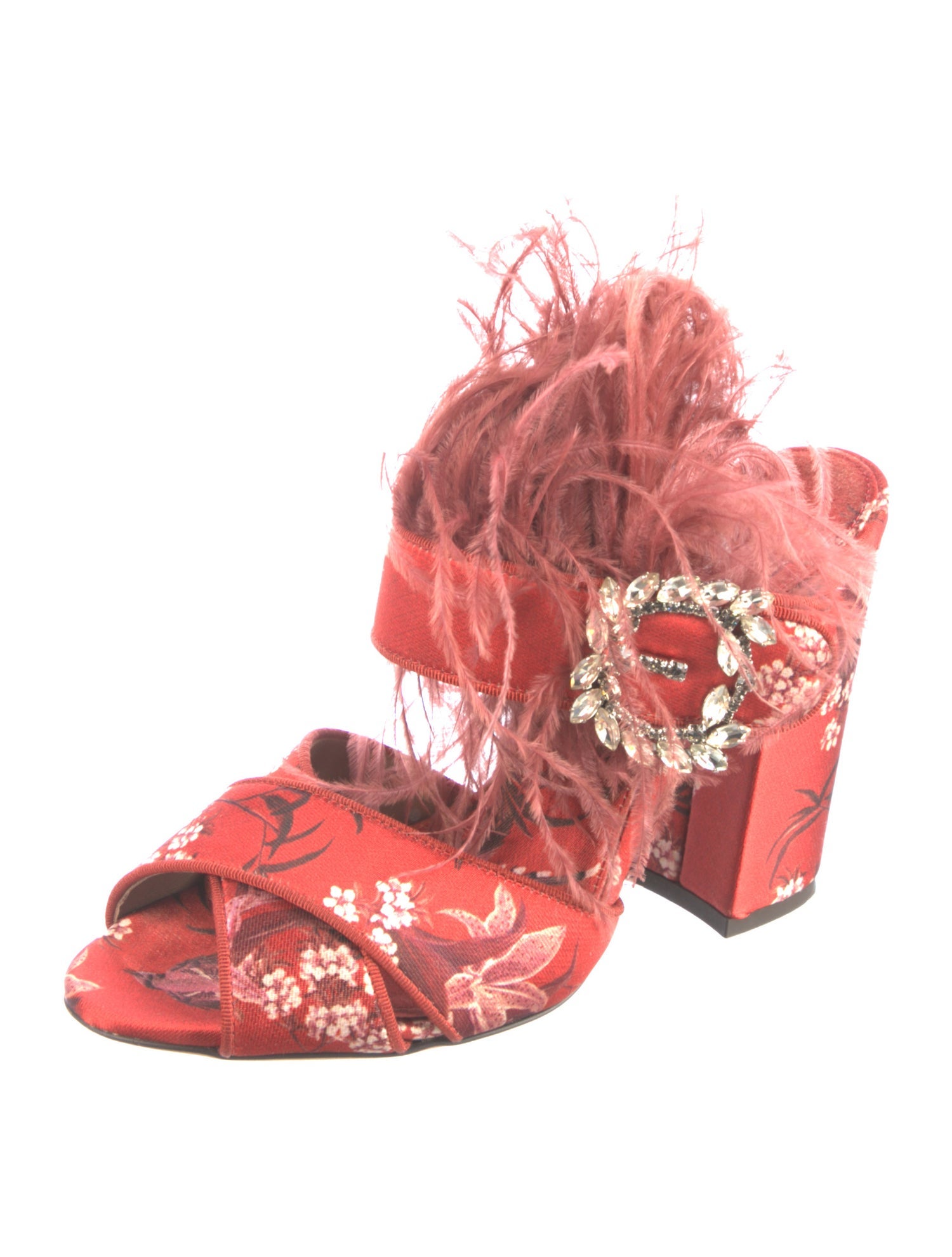 Tabitha Simmons Floral Print Crystal Embellishments Slides