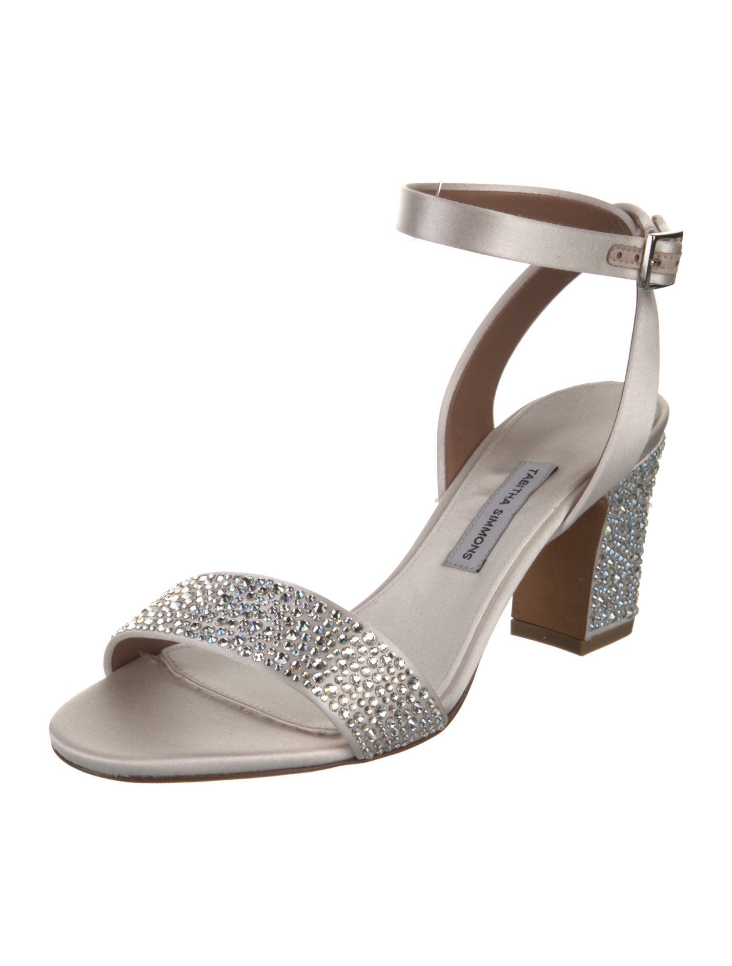 Tabitha Simmons Satin Crystal Embellishments Sandals