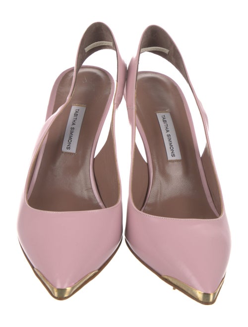 Tabitha Simmons Patent Leather Bow Accents Slingback Pumps
