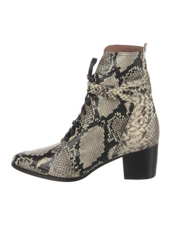 Tabitha Simmons Leather Animal Print Combat Boots