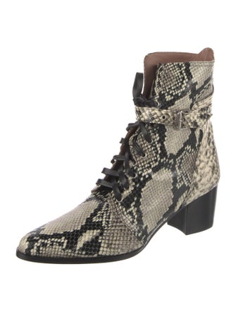 Tabitha Simmons Leather Animal Print Combat Boots