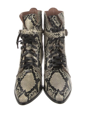 Tabitha Simmons Leather Animal Print Combat Boots