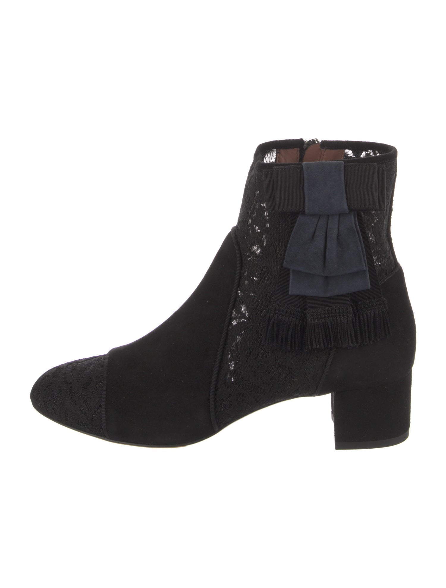 Tabitha Simmons Suede Fringe Trim Accent Chelsea Boots