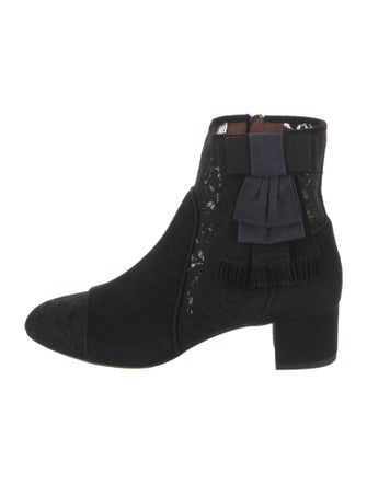 Tabitha Simmons Suede Fringe Trim Accent Chelsea Boots