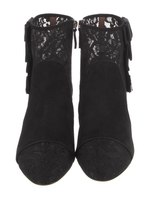 Tabitha Simmons Suede Fringe Trim Accent Chelsea Boots