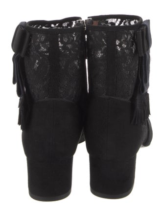 Tabitha Simmons Suede Fringe Trim Accent Chelsea Boots