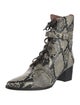 Tabitha Simmons Embossed Leather Animal Print Combat Boots