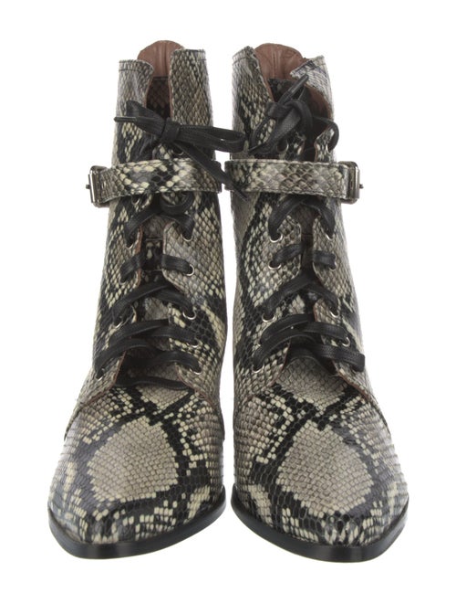Tabitha Simmons Embossed Leather Animal Print Combat Boots