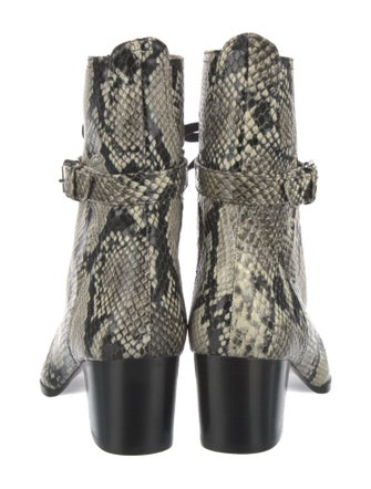 Tabitha Simmons Embossed Leather Animal Print Combat Boots