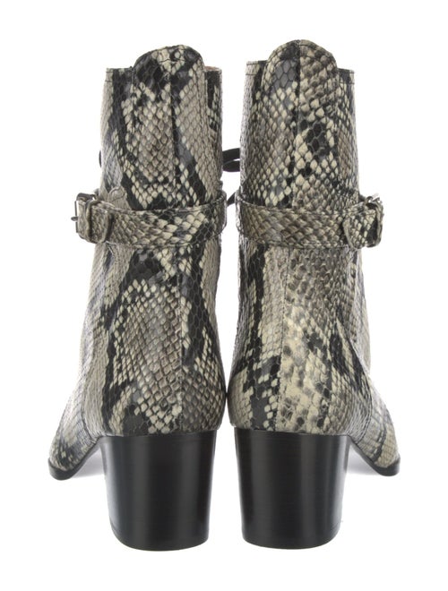 Tabitha Simmons Embossed Leather Animal Print Combat Boots