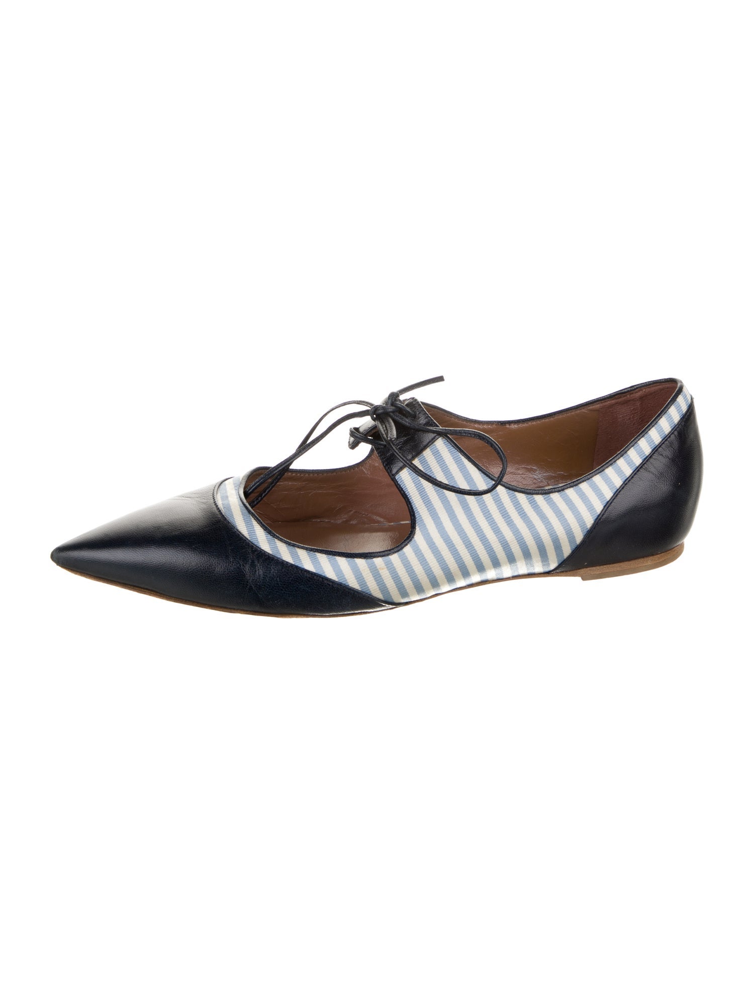 Tabitha Simmons Leather Striped Flats