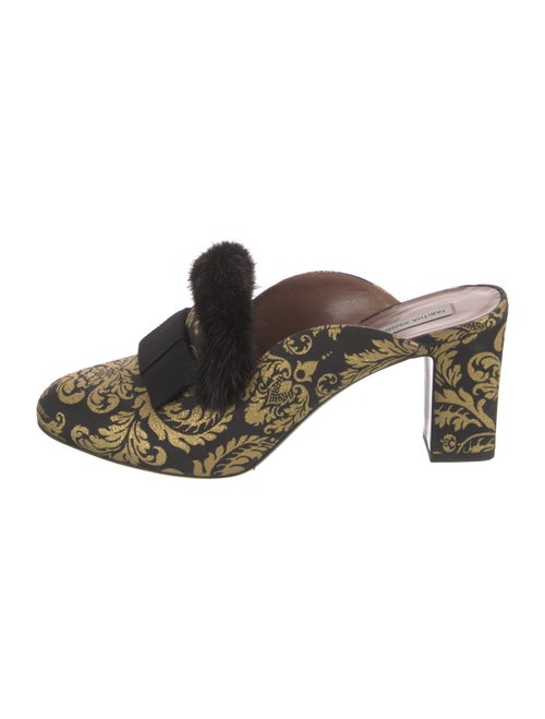 Tabitha Simmons Printed Fur Trim Mules