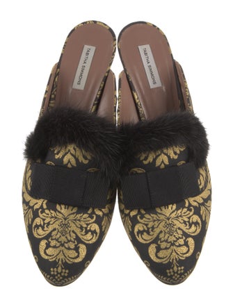 Tabitha Simmons Printed Fur Trim Mules