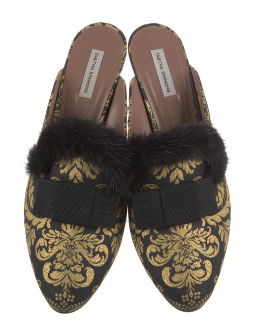 Tabitha Simmons Printed Fur Trim Mules