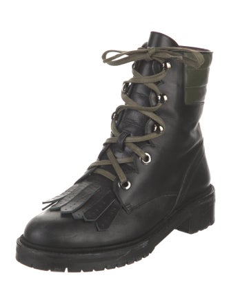Tabitha Simmons Leather Colorblock Pattern Combat Boots