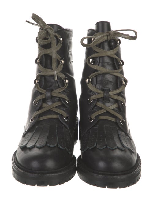 Tabitha Simmons Leather Colorblock Pattern Combat Boots