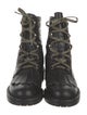 Tabitha Simmons Leather Colorblock Pattern Combat Boots