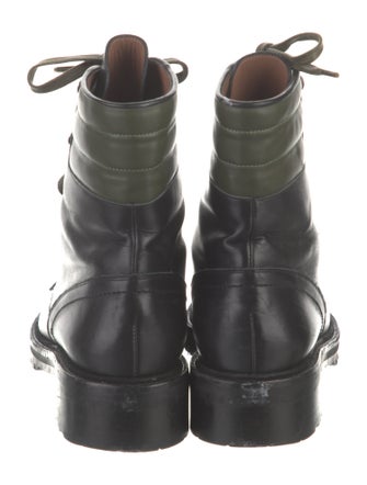 Tabitha Simmons Leather Colorblock Pattern Combat Boots