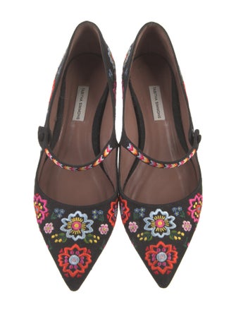 Tabitha Simmons Canvas Floral Print Mary Jane Flats