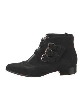Tabitha Simmons Suede Floral Print Lace-Up Boots