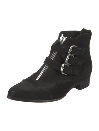 Tabitha Simmons Suede Floral Print Lace-Up Boots