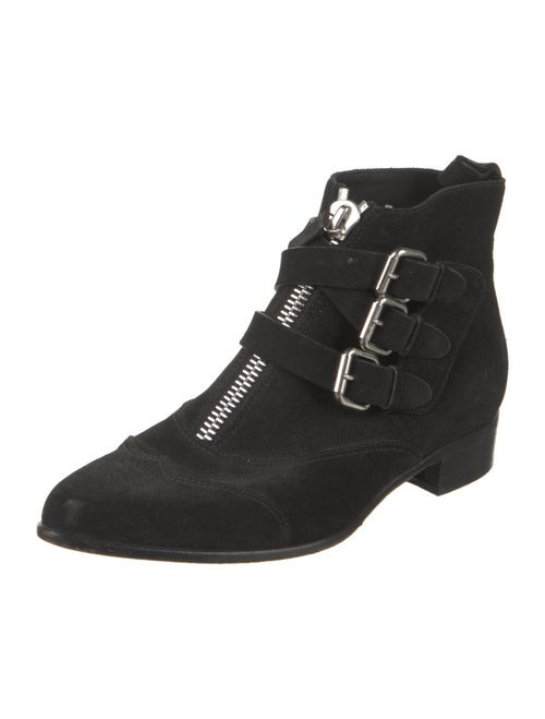 Tabitha Simmons Suede Floral Print Lace-Up Boots