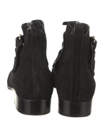 Tabitha Simmons Suede Floral Print Lace-Up Boots