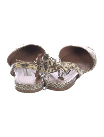 Tabitha Simmons Leather Animal Print Flats