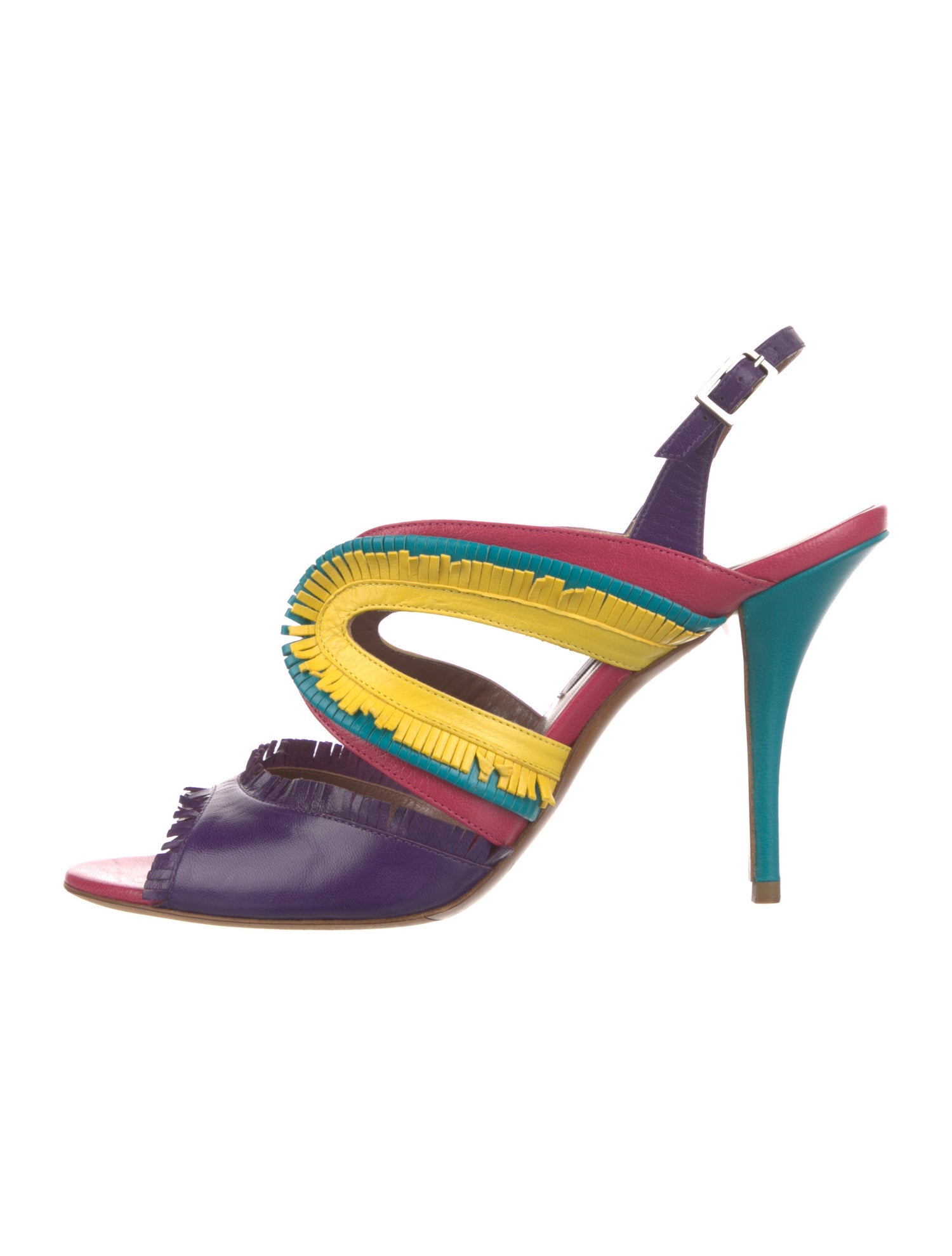 Tabitha Simmons Leather Printed Slingback Sandals