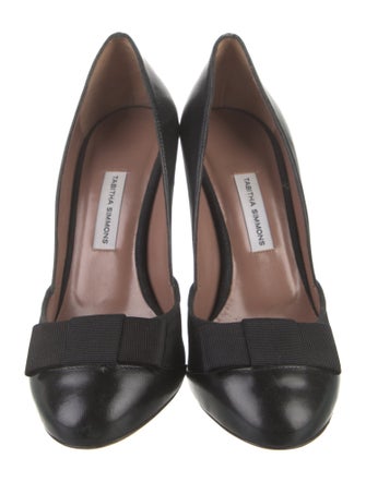 Tabitha Simmons Leather Bow Accents D'Orsay Pumps