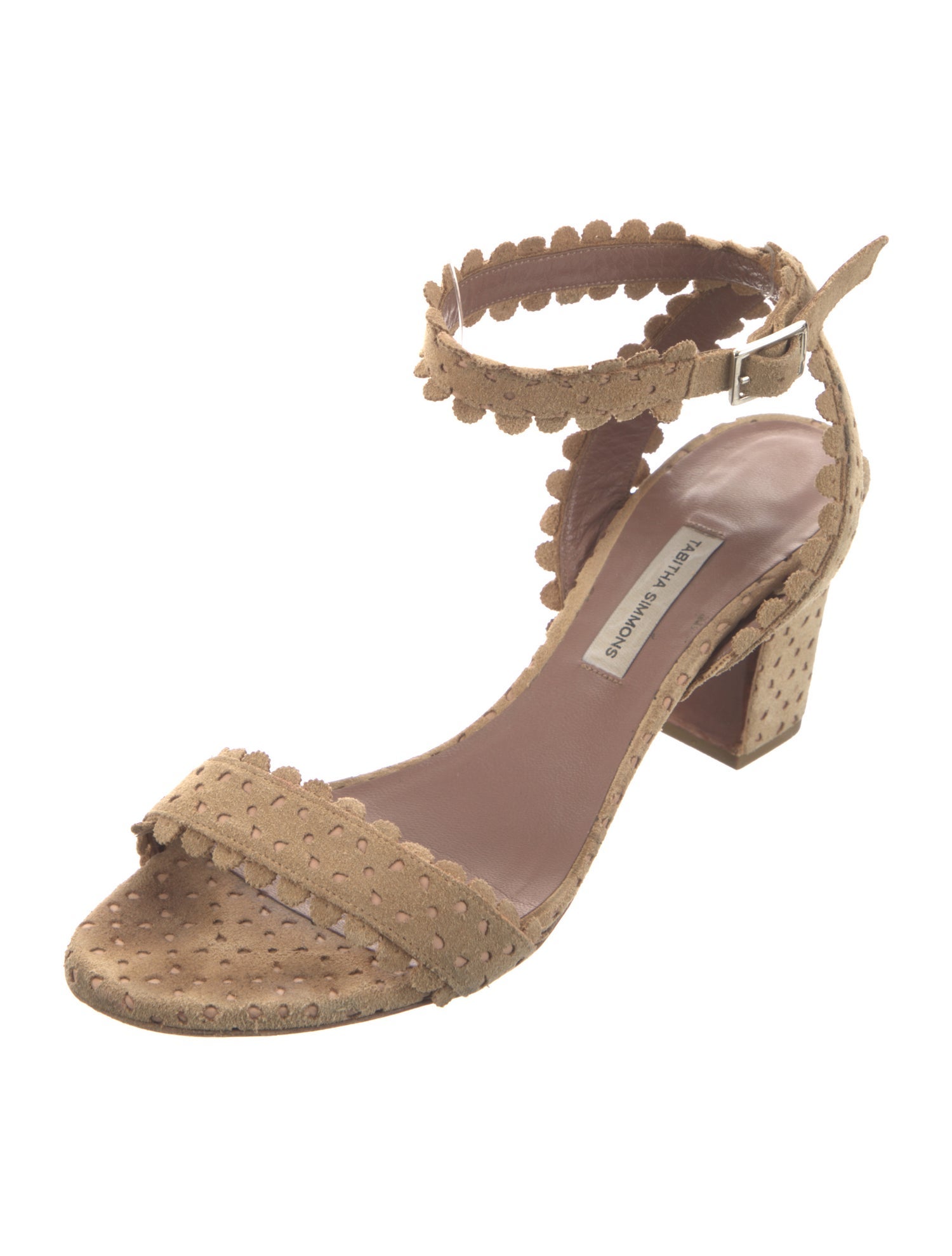 Tabitha Simmons Suede Scalloped Accent Sandals
