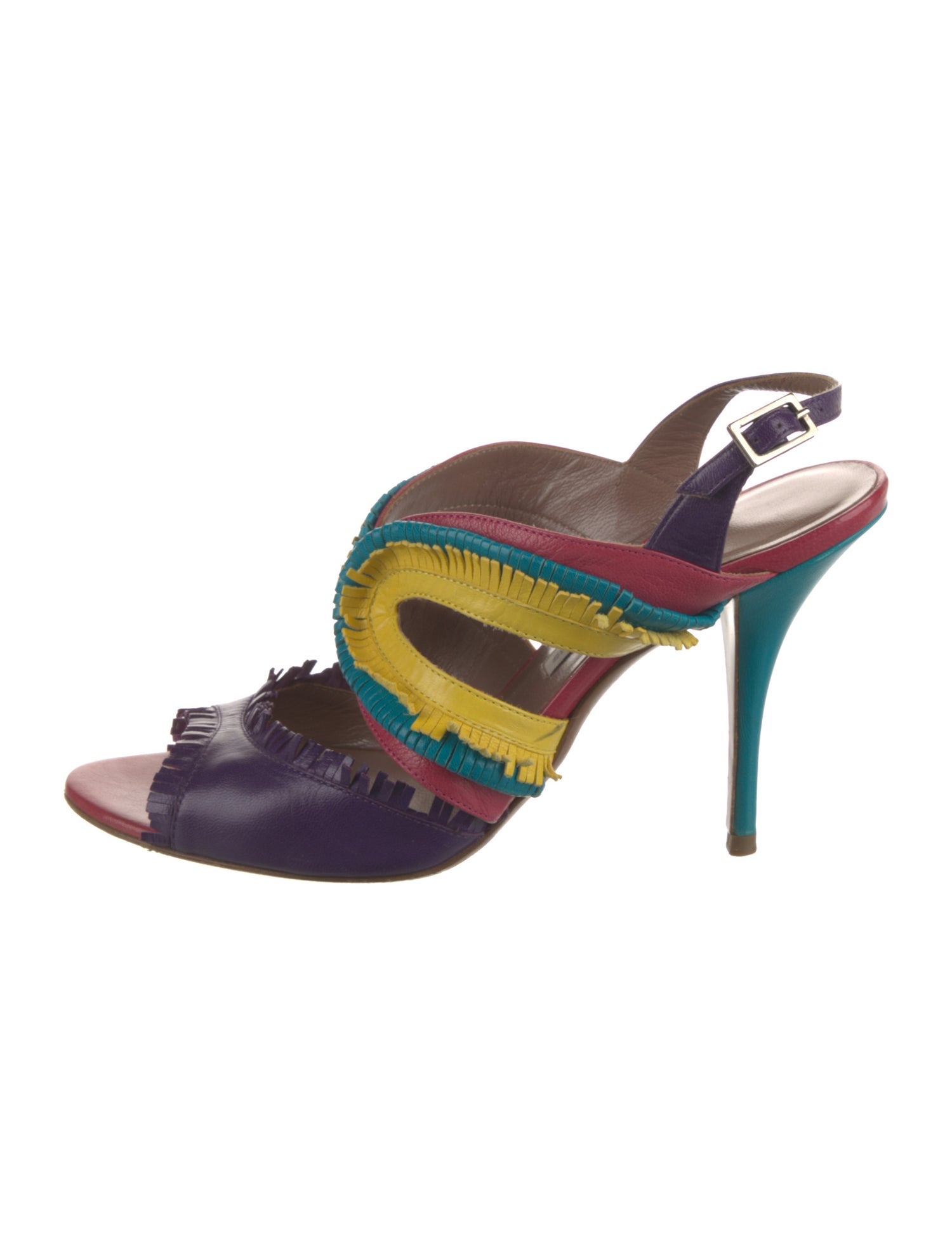 Tabitha Simmons Leather Animal Print Slingback Sandals