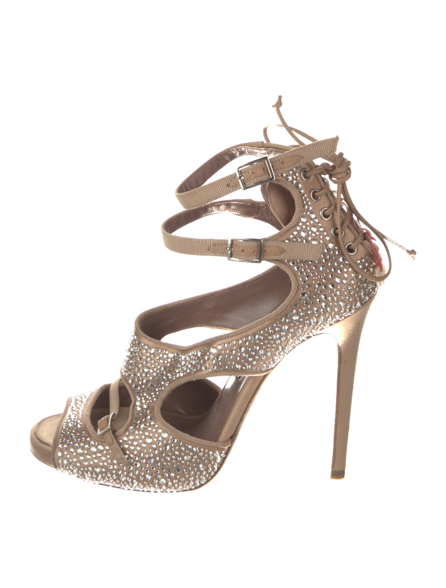 Tabitha Simmons Satin Crystal Embellishments Gladiator Sandals