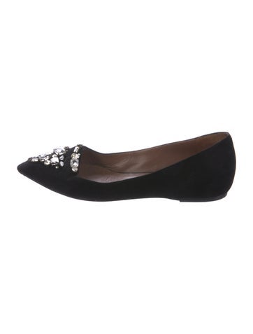 Pre-owned Tabitha Simmons Suede Flats In Black