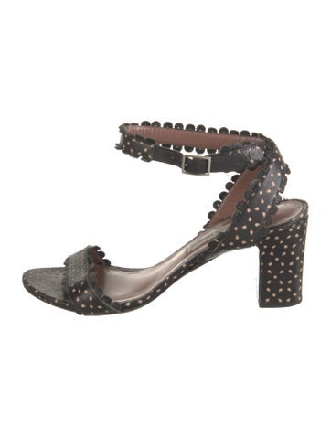 Pre-owned Tabitha Simmons Leather Printed Sandals In Black
