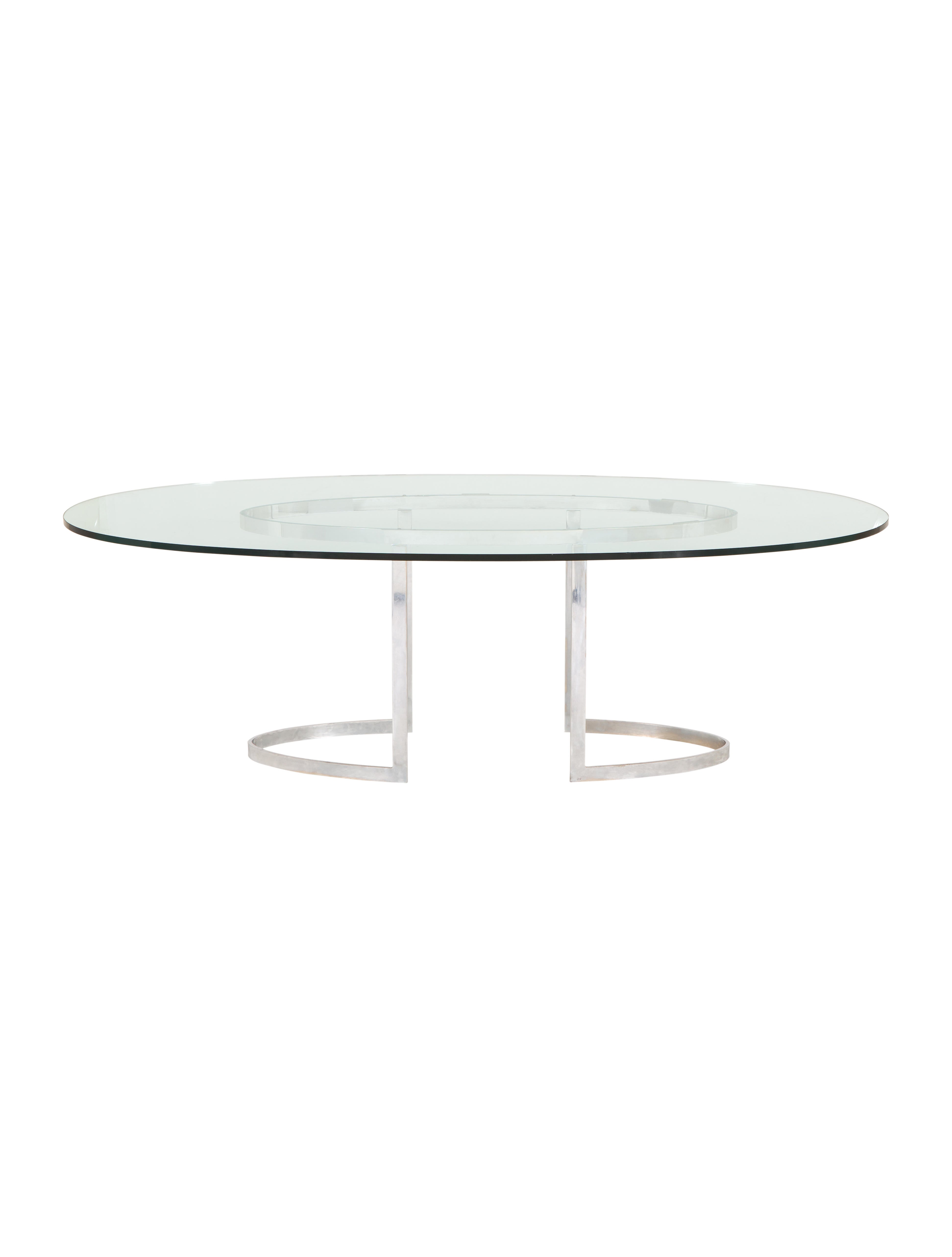 Table Cidue Oval Glass Dining Table Silver Tables, Furniture