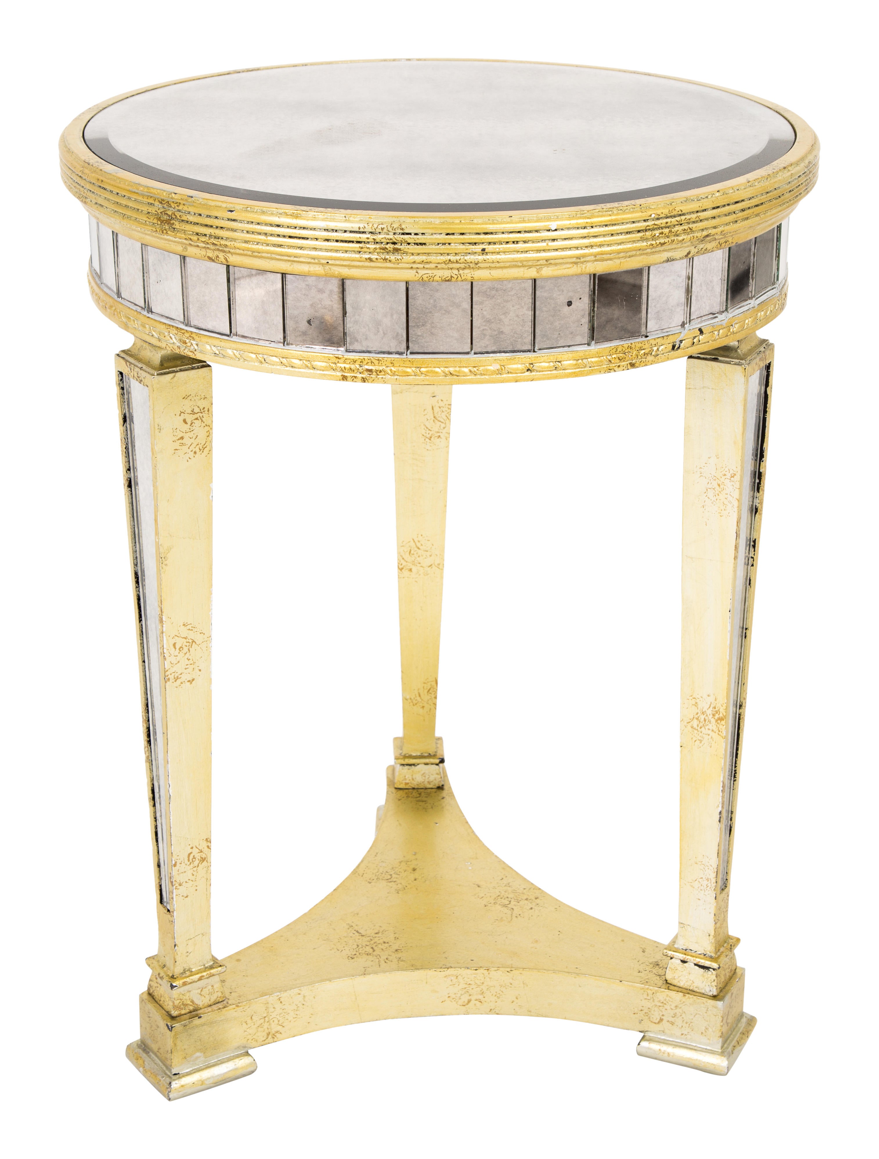 Table Mirrored Round Side Table