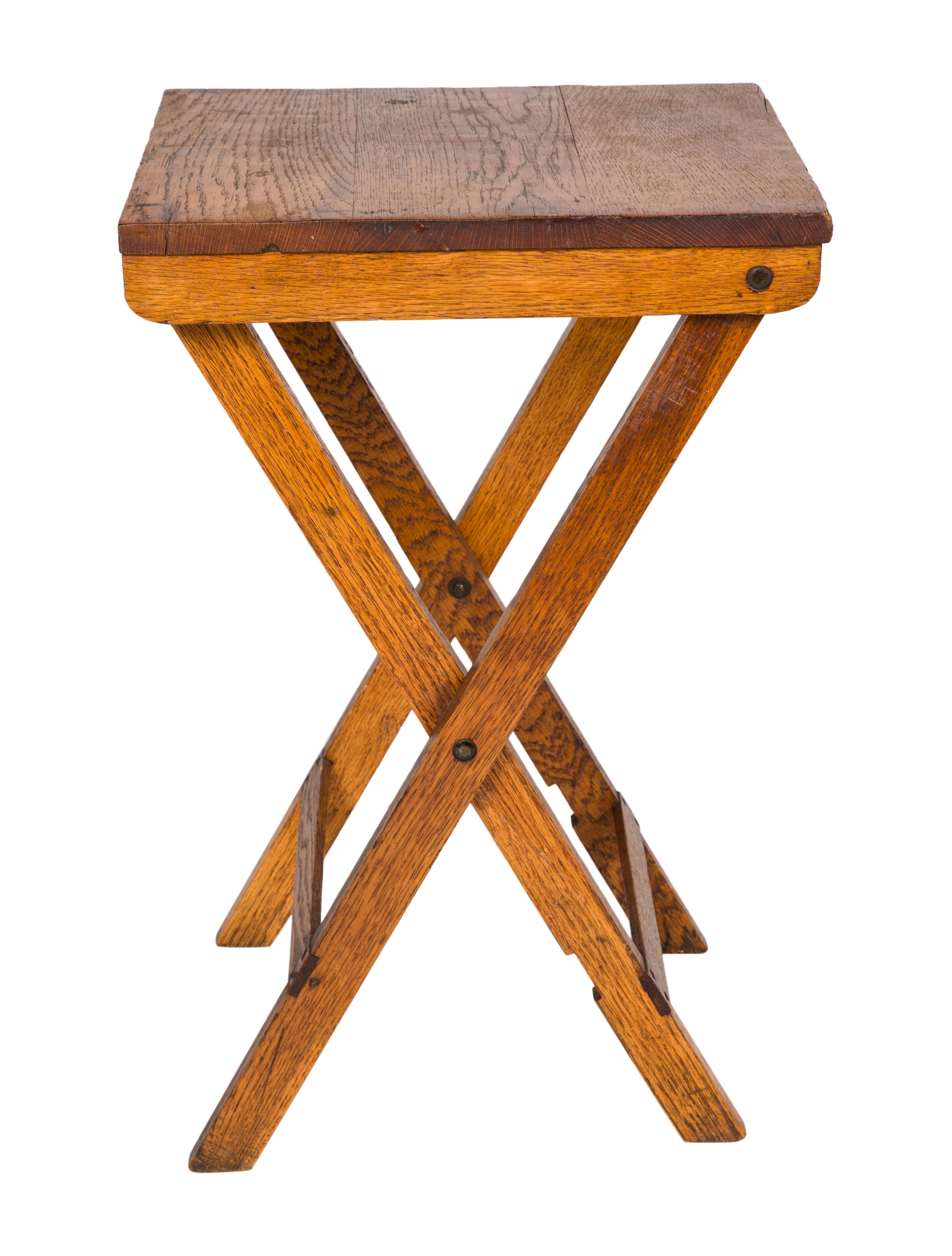 Table Antique Folding Wood Side Table Brown Tables, Furniture
