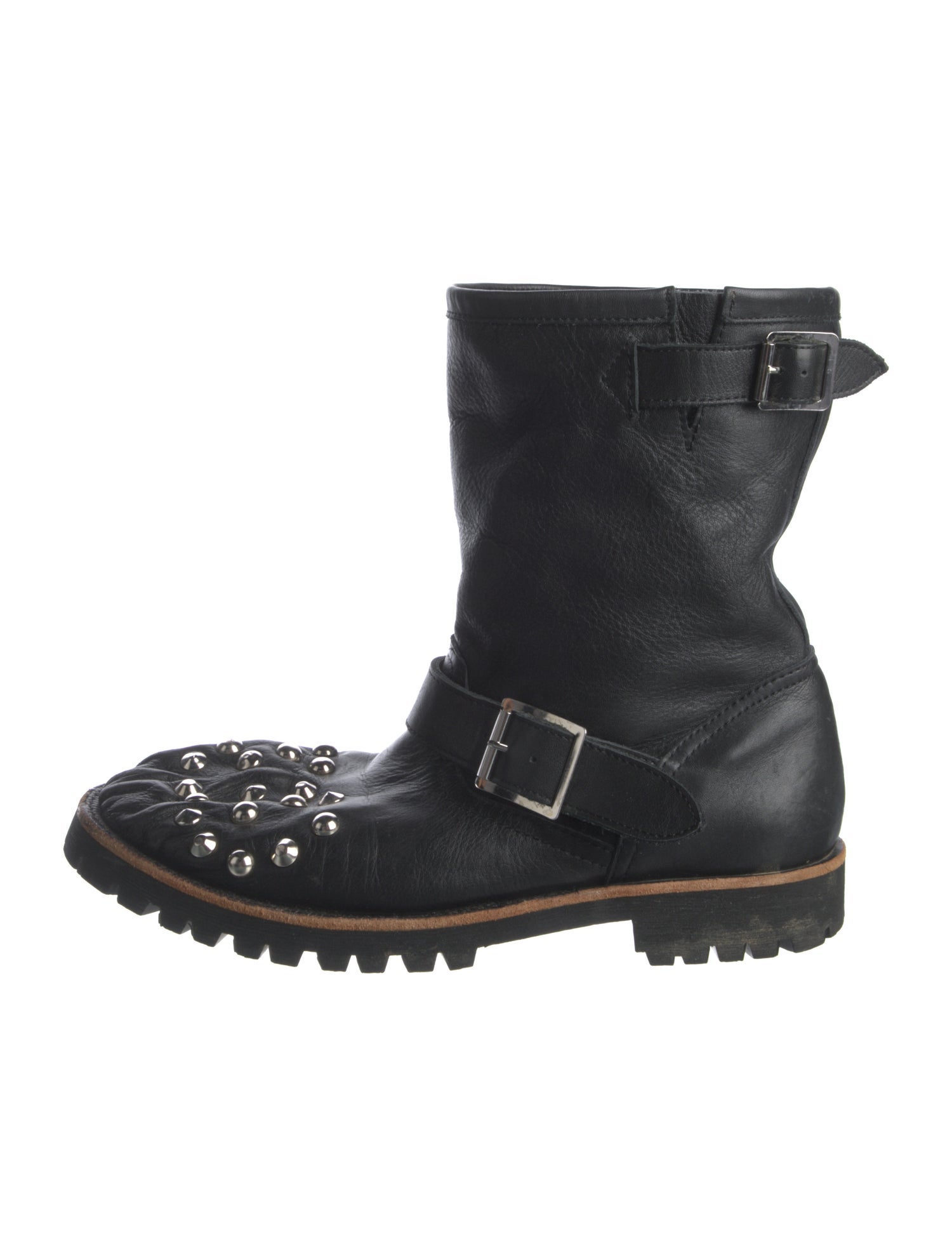 Tao Comme des Garçons Leather Studded Accents Moto Boots