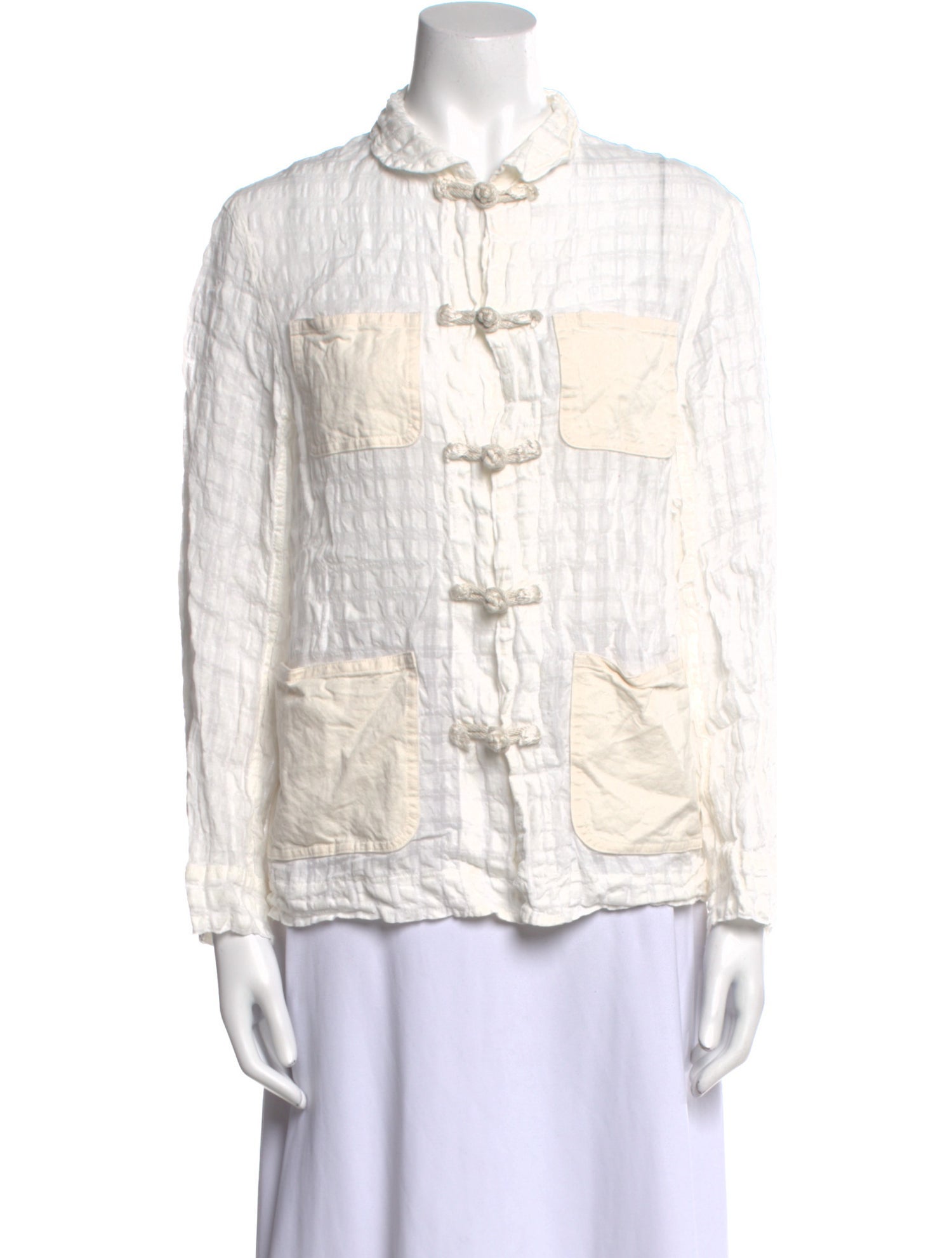 Tao Comme des Garçons Linen Long Sleeve Button-Up Top