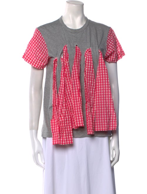 Tao Comme des Garçons Plaid Print Crew Neck Button-Up Top