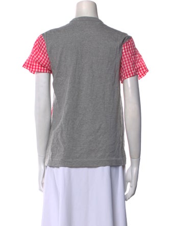 Tao Comme des Garçons Plaid Print Crew Neck Button-Up Top