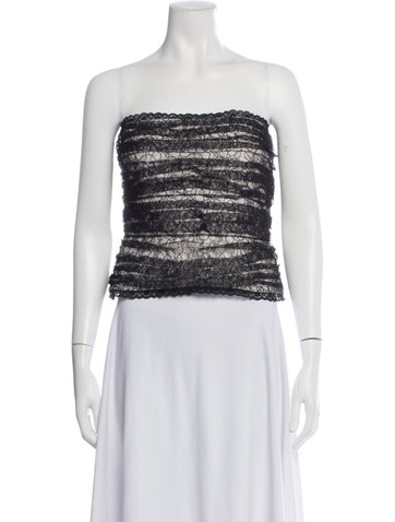 Pre-owned Tadashi Vintage Lace Pattern Top In White