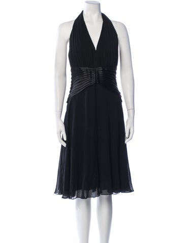 Pre-owned Tadashi Silk Knee-length Dress In Black/blue