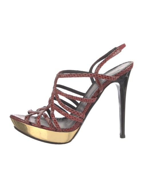 Devi Kroell Leather Animal Print T-Strap Pumps