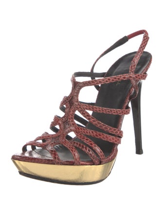 Devi Kroell Leather Animal Print T-Strap Pumps